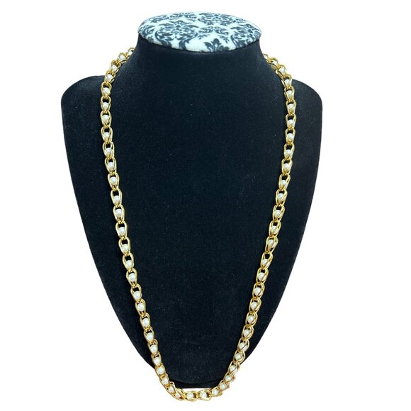 Vintage Napier Gold Tone With Pearl Chain Necklace - Picture 1 of 5
